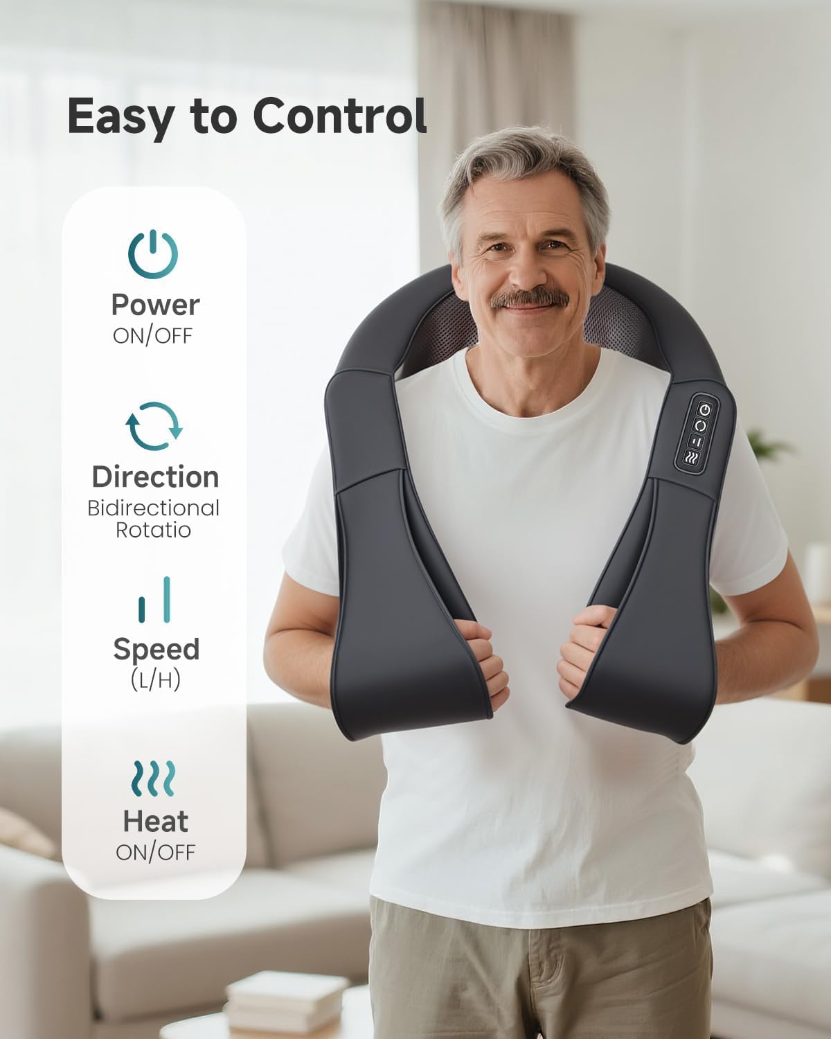 Snailax Shiatsu Neck and Shoulder Massager - Back Massager with Heat, Deep Kneading Electric Massage Pillow for Neck, Back, Shoulder,Foot,Body