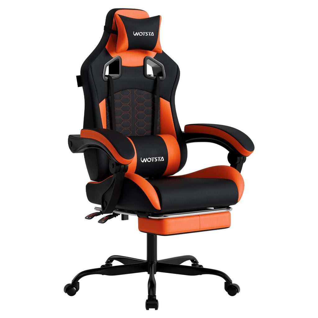 Gaming Chair with Massage,Ergonomic PC Gaming Chair with Footrest Comfortable Headrest and Lumbar Support, High Back, 300LBS (Grey)
