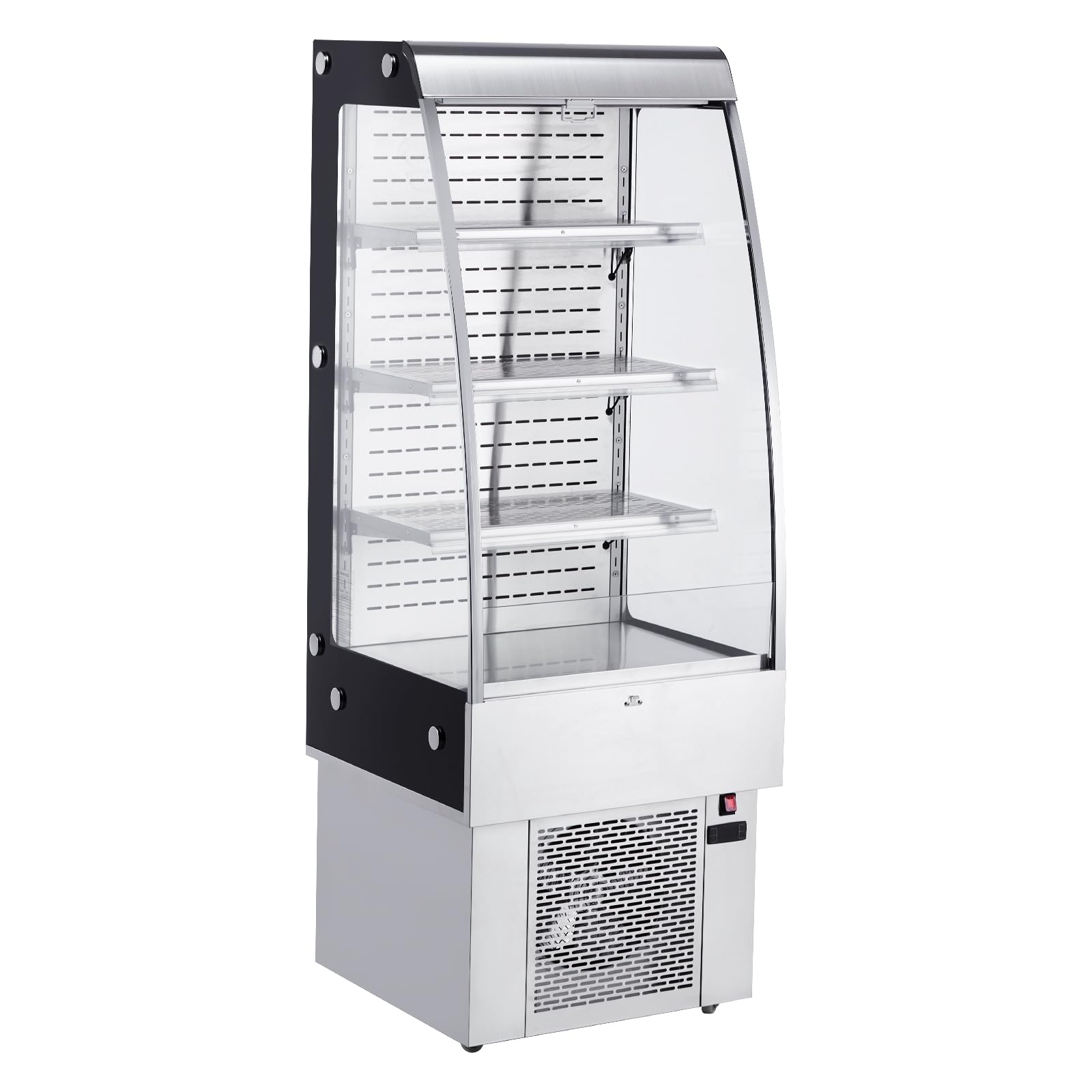 Commercial Display Refrigerator, 3.5 cu. ft./98 Liter Countertop Refrigerated Cake Display Cabinet, Refrigerator with Adjustable Shelves and Digital Controls, LED Display, For Cafes, Bakeries, White