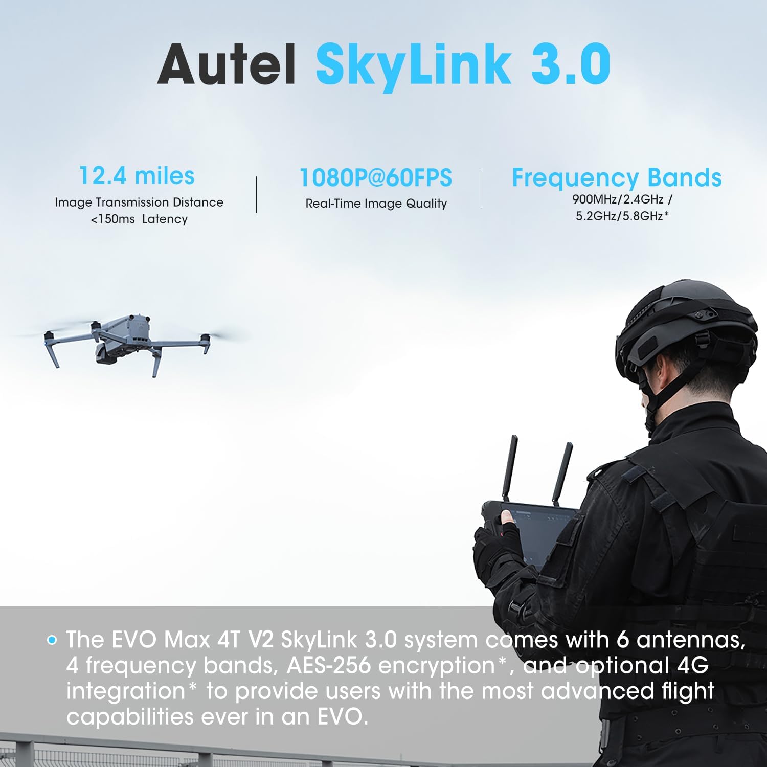 Autel Robotics EVO MAX 4T V2, Upgrade of MAX 4T/ 4T XE, 2026 Support Remote ID,1/2'' CMOS 48MP Wide, 640x512 T~hermal Camera, 16.4–3737ft L~aser Rangefinder, 48MP Zoom Camera, Battery In-place Detection, No Blind Spots, A-Mesh 1.0, Triple Anti-Jamming