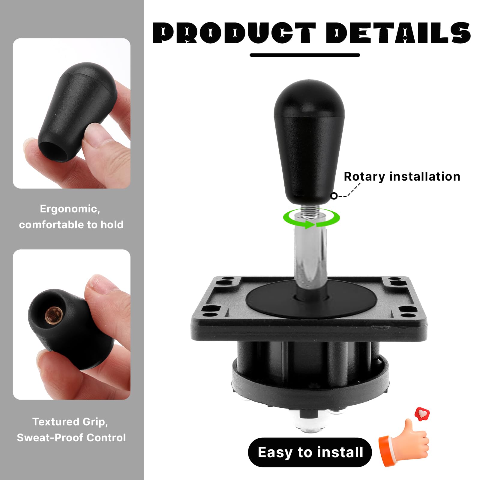 Gallipower 4Pcs Joystick Head,Arcade Joystick Ball Top Handle Rocker Round Head,Arcade Kit DIY Replacement Parts(Blue,Green,Red,Yellow)