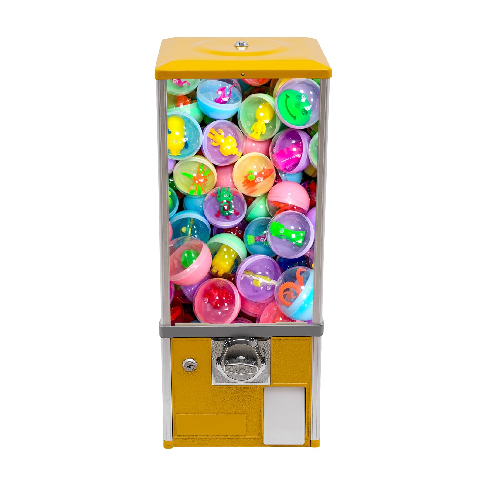 Commercial Candy Vending Machine, 4-Quarter Operated Toy Dispenser with Key Lock, 250-Capacity Capsule Vendor for Arcades Stores, 1.77-1.97in Toys (Black)