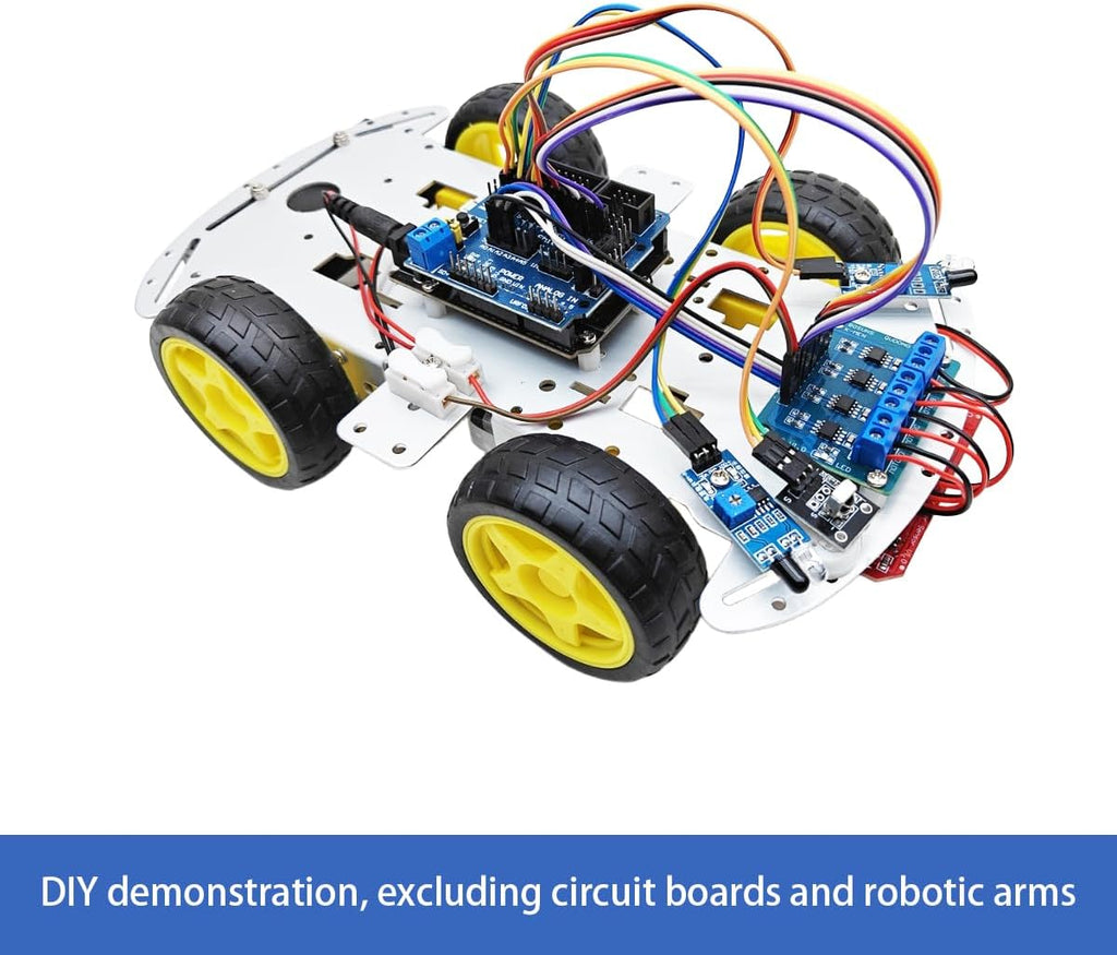 DIY Robot Smart Car Metal Chassis Kit 4WD Car Arduino Programming Kit with TT Motor Speed Encoder Learn Arduino/Microbit/Raspberry Pi for Adult Age 15+ (Unassembled)