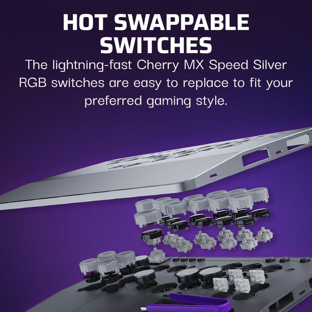 Turtle Beach Victrix Pro KO Leverless All Button Fight Stick for PlayStation 5, Officially Licensed PS5|PS4, Windows 10/11 PC, Customizable eSports Tournament Ready Controller, Arcade Controller, Gray