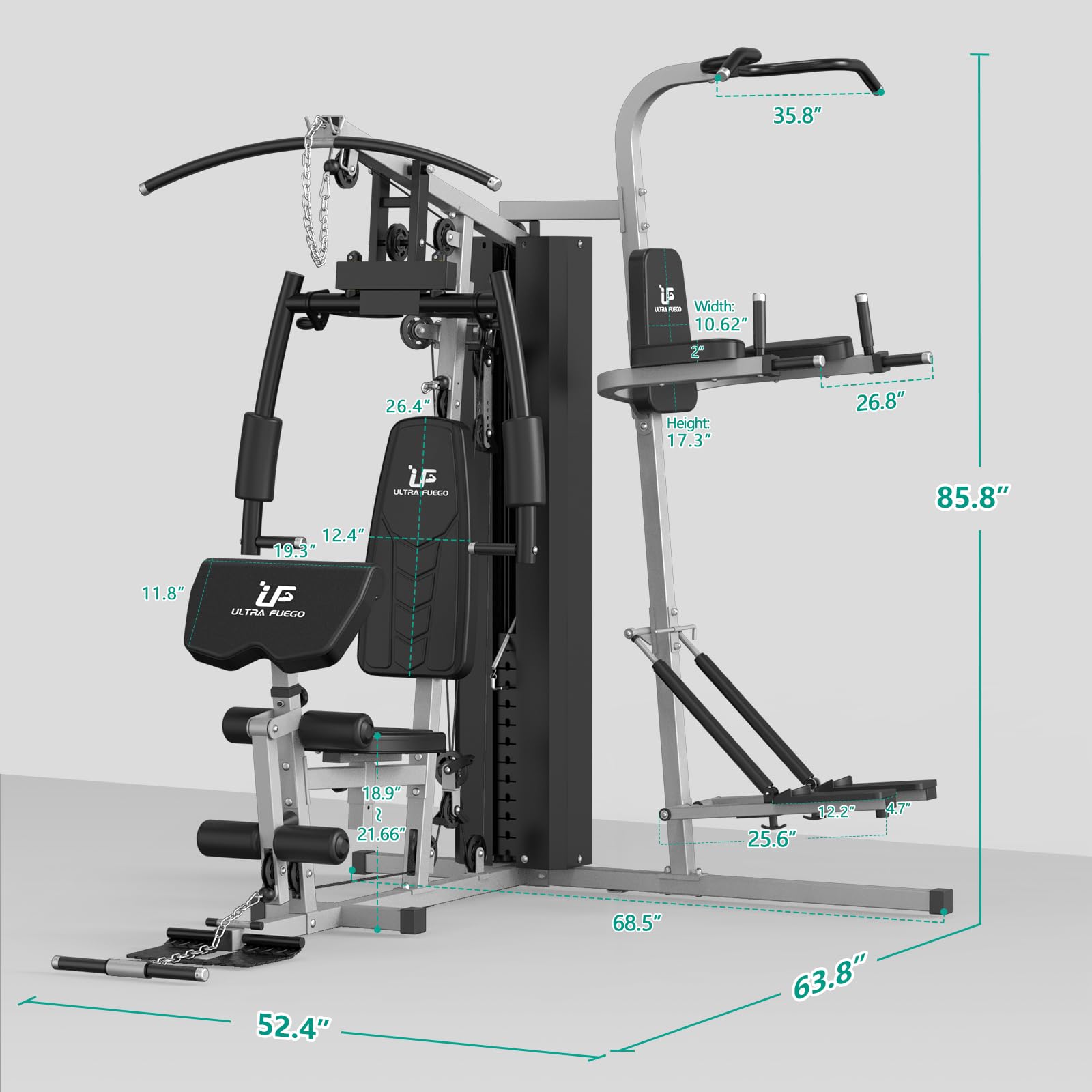 ULTRA FUEGO Multifunctional Home Gym Equipment Workout Station with Pulley System, Arm, and Leg Developer for Full Body Training