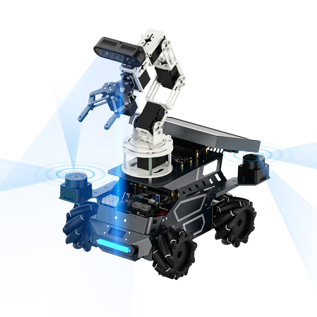 Yahboom ROS2 Robot Kit with Jetson Orin Nano 8GB Super Large AI Model with 6DOF Robotic Arm, 7-inch HD Display,AI Voice Interaction Module Provides AI Vision App Control
