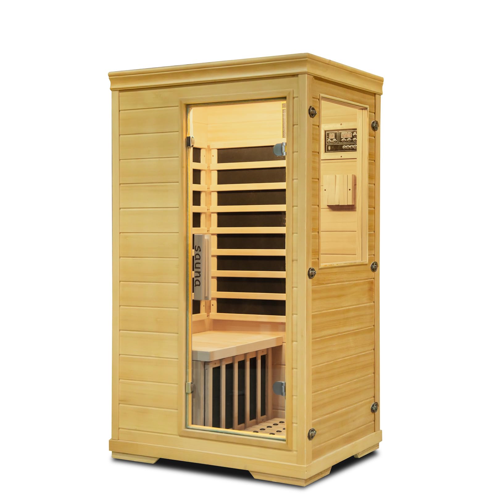 1350W Far Infrared Home Sauna, Energy-Efficient Fast-Heating Indoor Sauna Room with Bluetooth & 7-Color Therapy, Canadian Hemlock Wood, Modular Design - Ideal for Home Gym, Family Relaxation