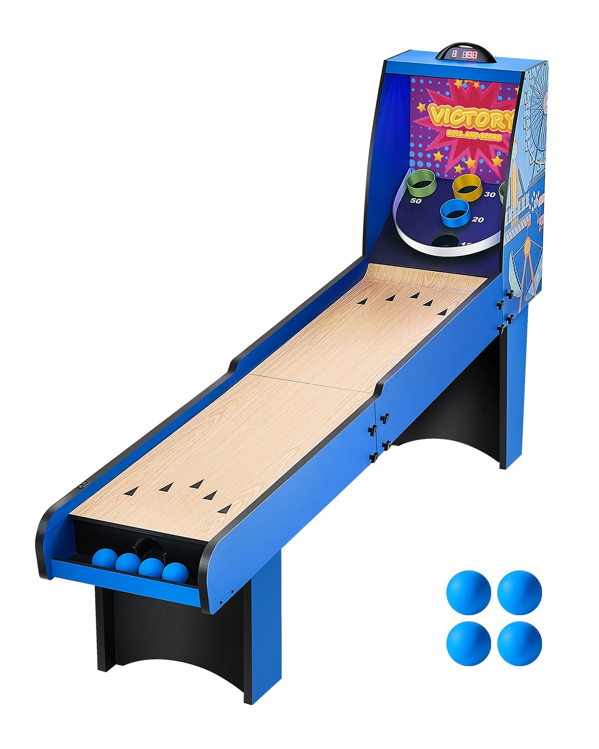 VEVOR Roll and Score Classic Arcade GameTable, Sky Ball Table Machine, LED ElectronicScorer & Track Lighting, Sound, Automatic BallReturn, Home Recreation Game Room