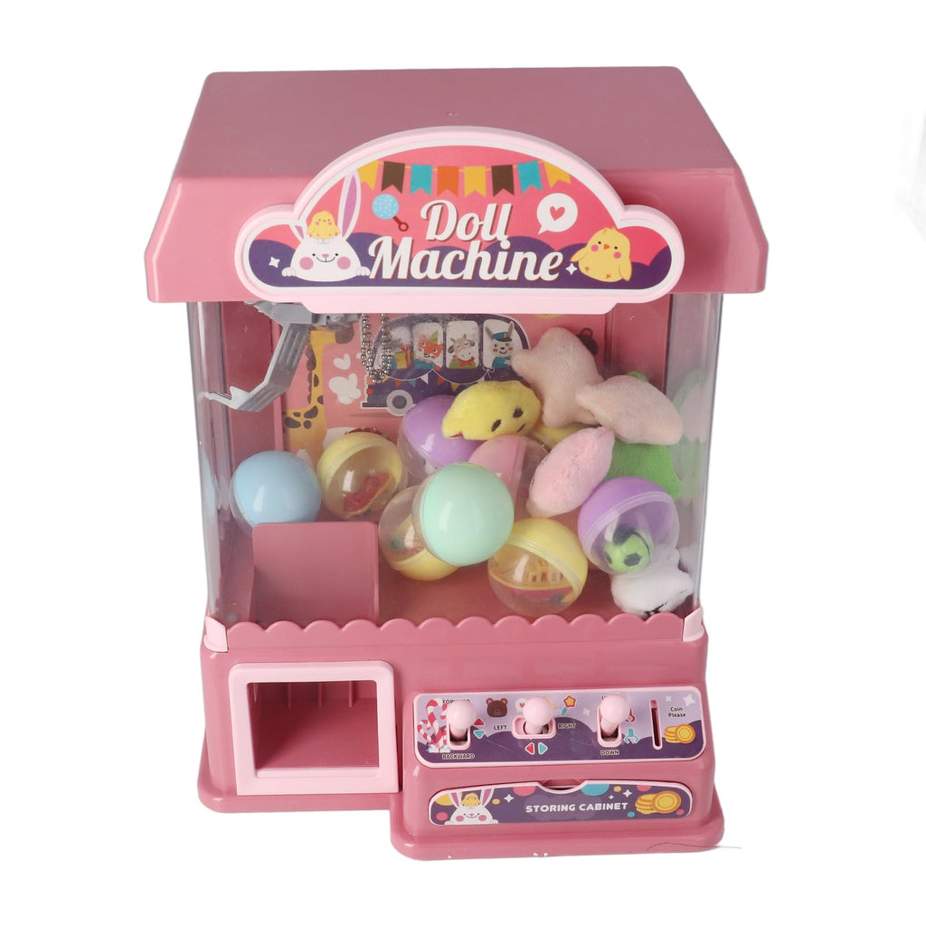 Focket Claw Machine for Kids, Mini Claw Game with Cool Light Music Animal Vending Machine, Doll Grabber Toy with 10 Dolls 20 10 Eggshells for Party Birthday Easter for Boys (Pink)