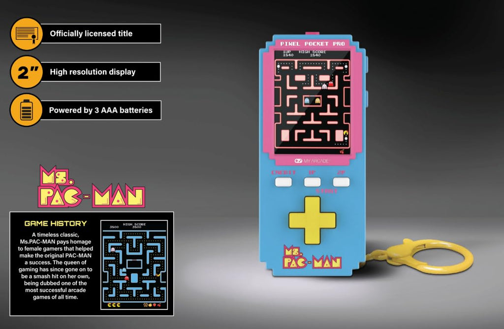 My Arcade Atari Pixel Pocket Pro: Preloaded Handheld, 25 Atari 2600 Games, Keychain Arcades