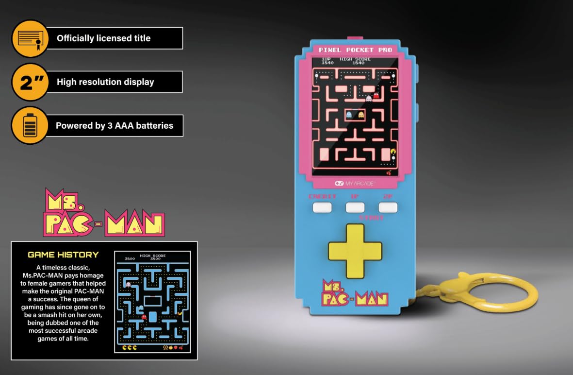 My Arcade Atari Pixel Pocket Pro: Preloaded Handheld, 25 Atari 2600 Games, Keychain Arcades