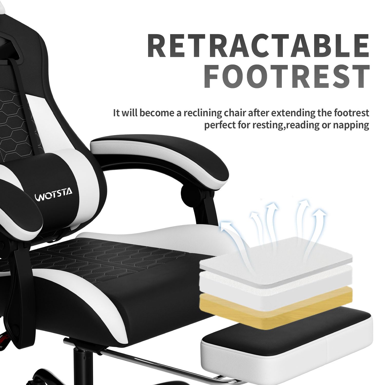 Gaming Chair with Massage,Ergonomic PC Gaming Chair with Footrest Comfortable Headrest and Lumbar Support, High Back, 300LBS (Grey)