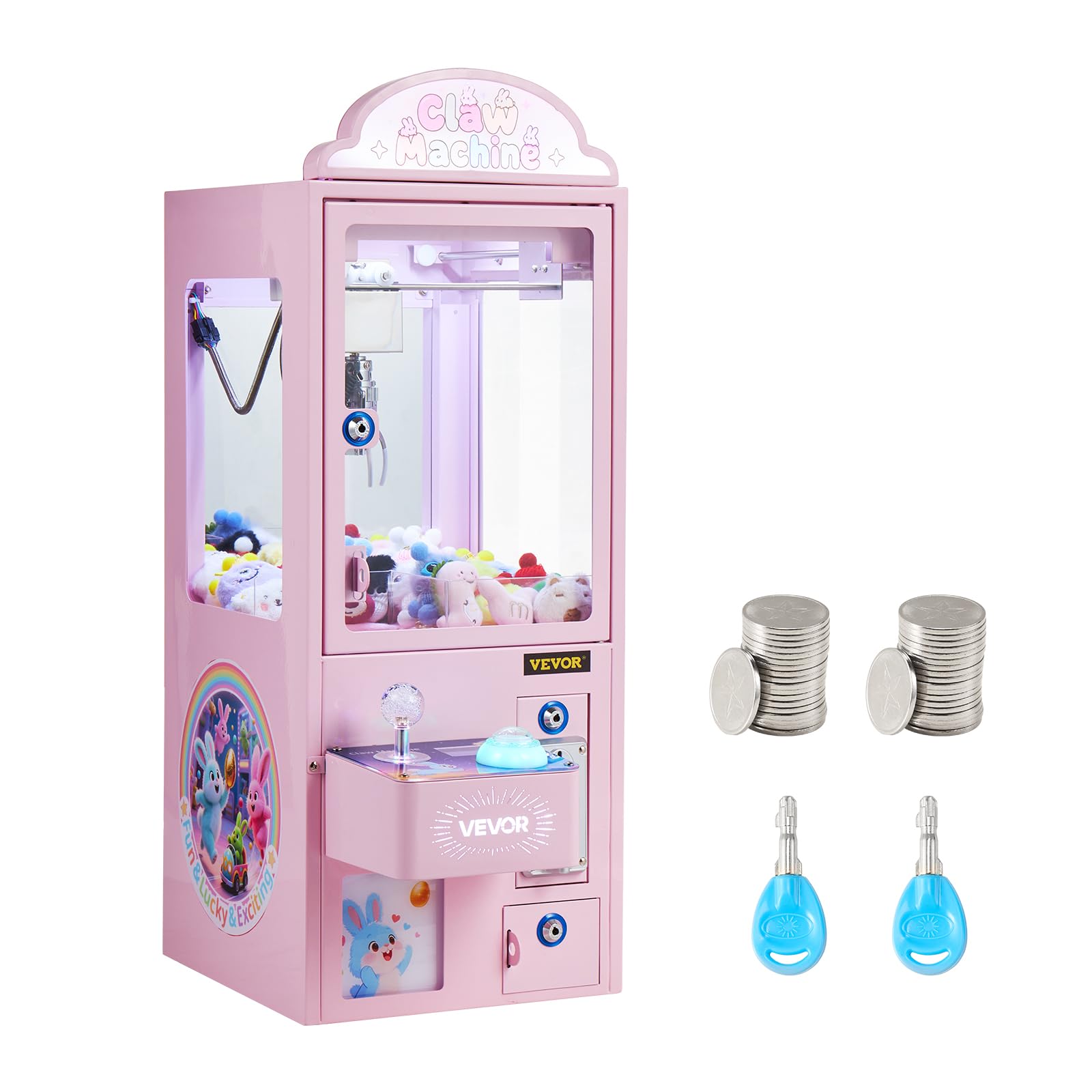 VEVOR Claw Crane Machine, Medium-Sized Arcade Game Machine with Claw + Grabber Double-Layer, Light & Sound, Toy Candy Grabber Prize Dispenser Vending Toy, for Commercial Home Cinema, Black Purple