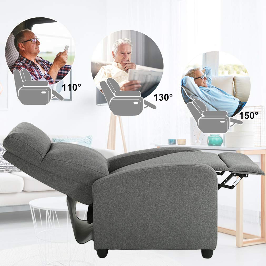 FDW Recliner Sofa Massage Chair Home Theater Seating with Lumbar Support and Padded Backrest for Living Room and Bedroom (Leather, Black)