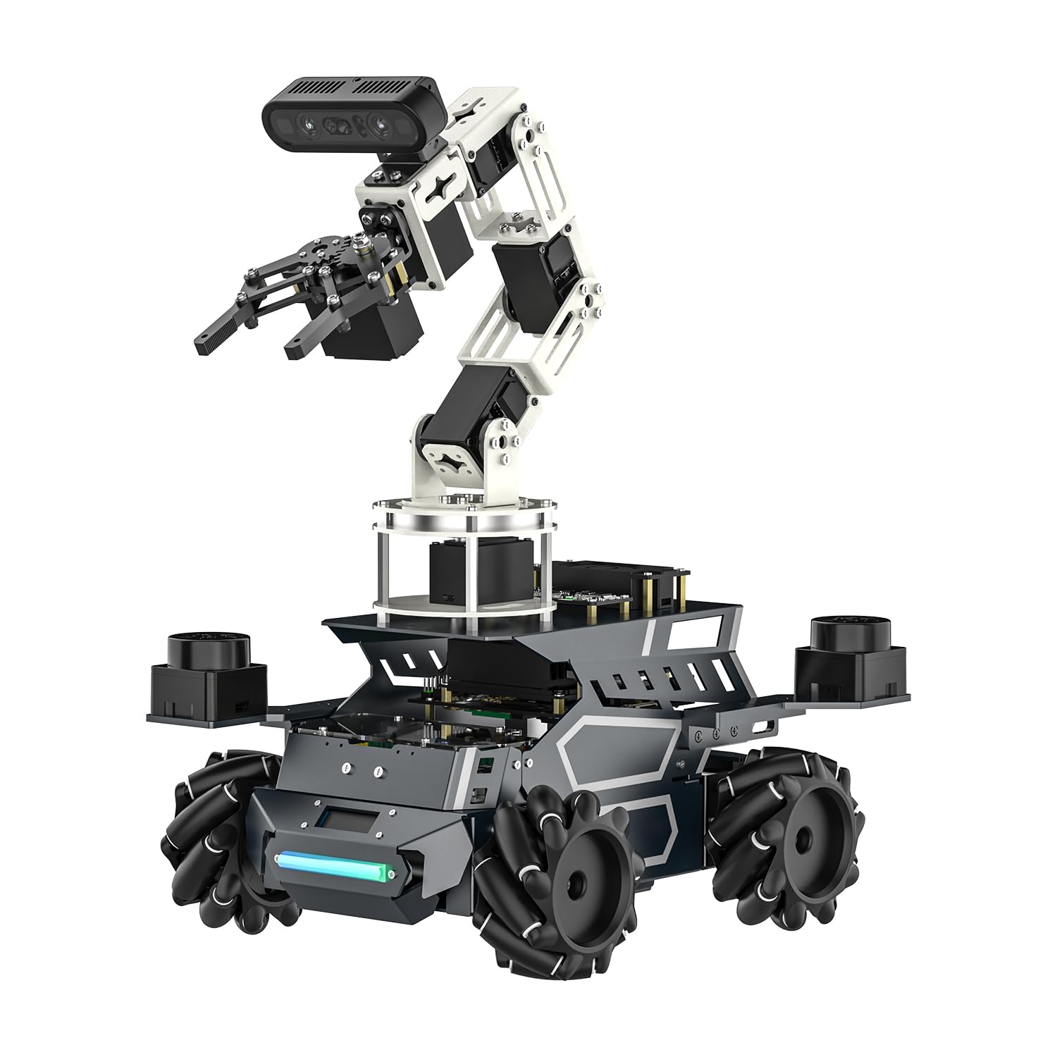 Yahboom ROS2 Robot Kit with Jetson Orin Nano 8GB Super Large AI Model with 6DOF Robotic Arm, 7-inch HD Display,AI Voice Interaction Module Provides AI Vision App Control