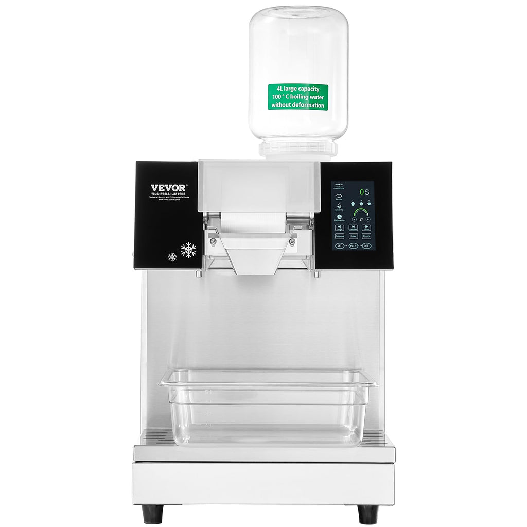 VEVOR Commercial Snowflake Ice Machine, 397LBS/24H Snowflake Ice Maker, Stainless Steel Ice Shaver Machine, Electric Snow Cone Maker, Liquid Cooling System for Rapid Heat Dissipation, Ice Cream