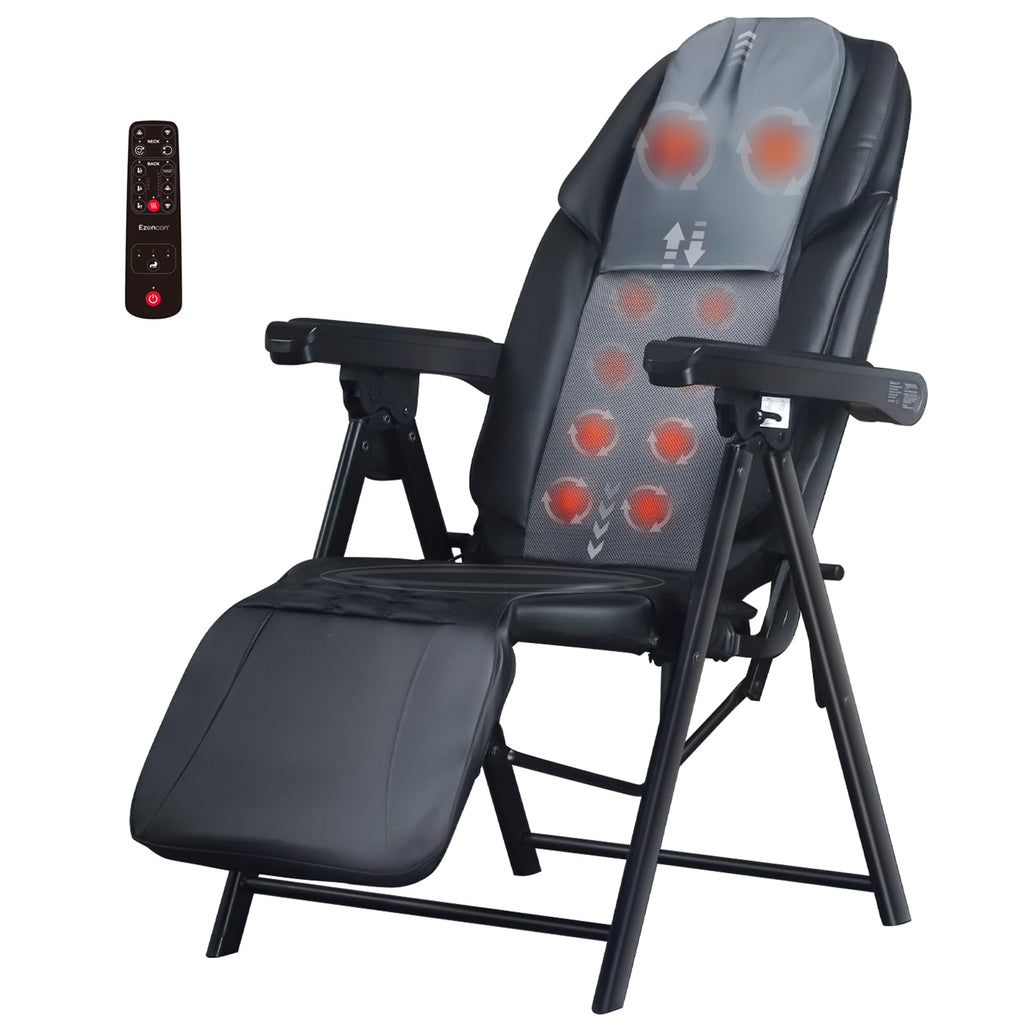 Foldable Electric Massage Chair with Heat, Shiatsu, Kneading, Vibration, Full Body Relaxation, Adjustable Backrest & Neck Height,for Dad Mom Women Men