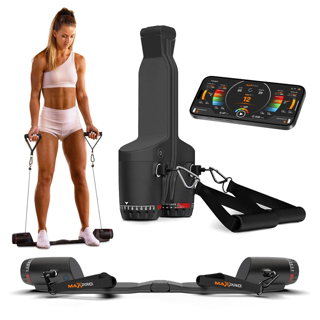 MAXPRO Fitness: Cable Home Gym | As Seen on Shark Tank | Versatile, Portable, Bluetooth Connected | Strength, HIIT, Cardio, Plyometric, Powerful 5-300lbs Resistance