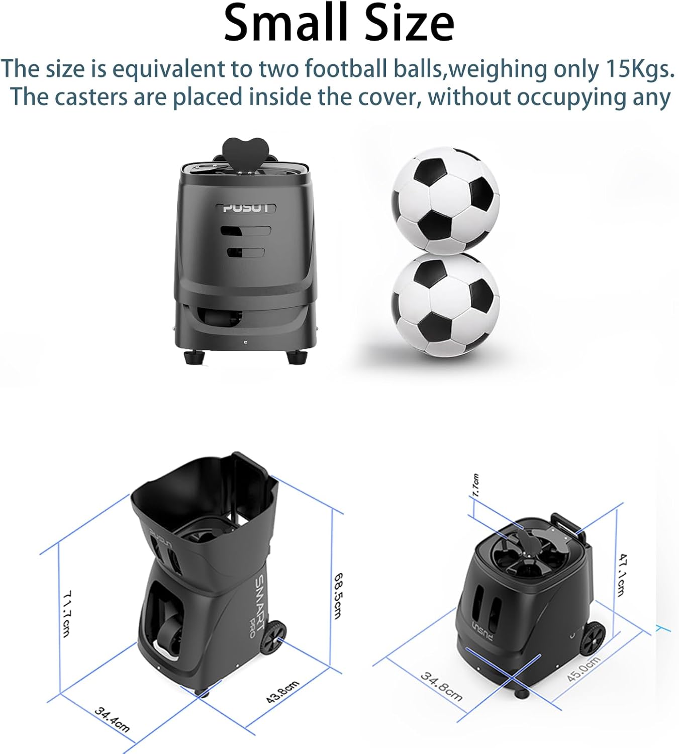 PP SMART PRO Pickleball Machine, Professional Automatic Ball Launcher with App & Remote Control, 80+ Ball Capacity, Adjustable Speed/Spin/Frequency, Portable for All Skill Levels (Black)