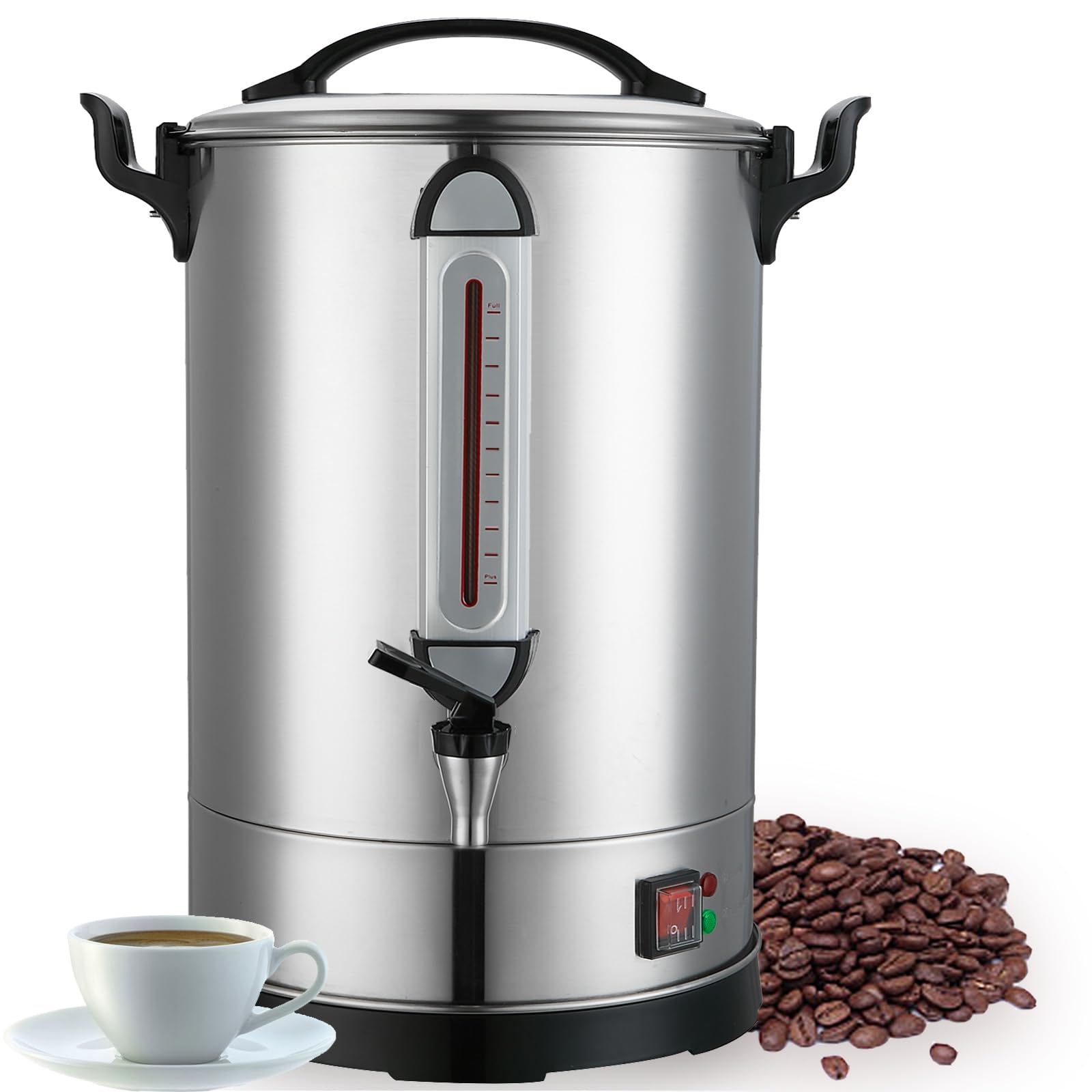 Commercial Coffee Maker 100 Cup Large Coffee Urn 4 Gallon 16L Industrial Coffee Dispenser 1300W Quick Brew Dual Wall Stainless Steel Hot Water Urn & Tea Maker for Catering, Wedding, Church & Events