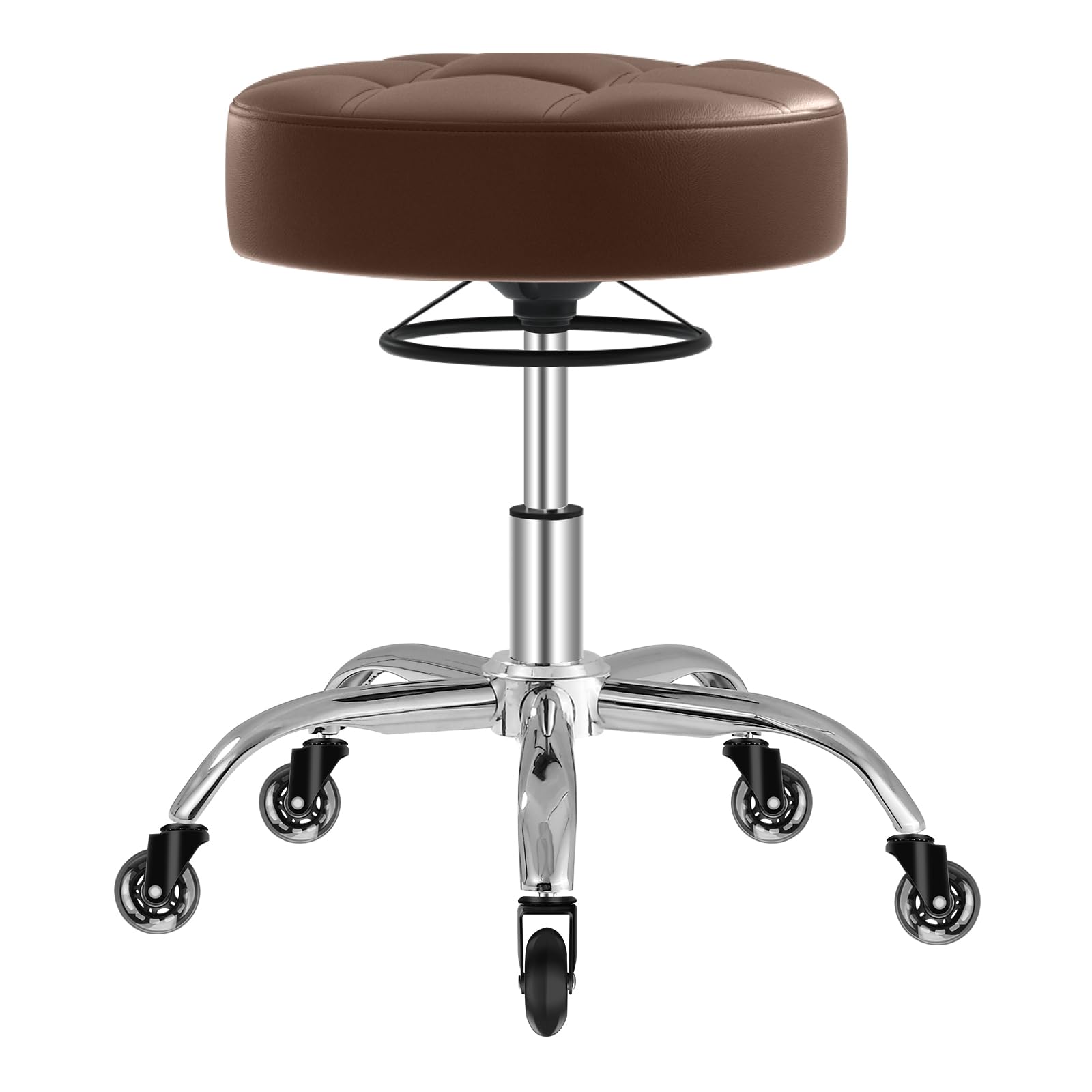 Rolling Stool Heavy Duty 400lb: Super Soft Seat Cushion,360° Swive,Height Adjustability,No Squeaky Noises,No Tip Over, New Upgraded Salon stool Chair, for Tattoo Facial Massage Spa Medical (Black)