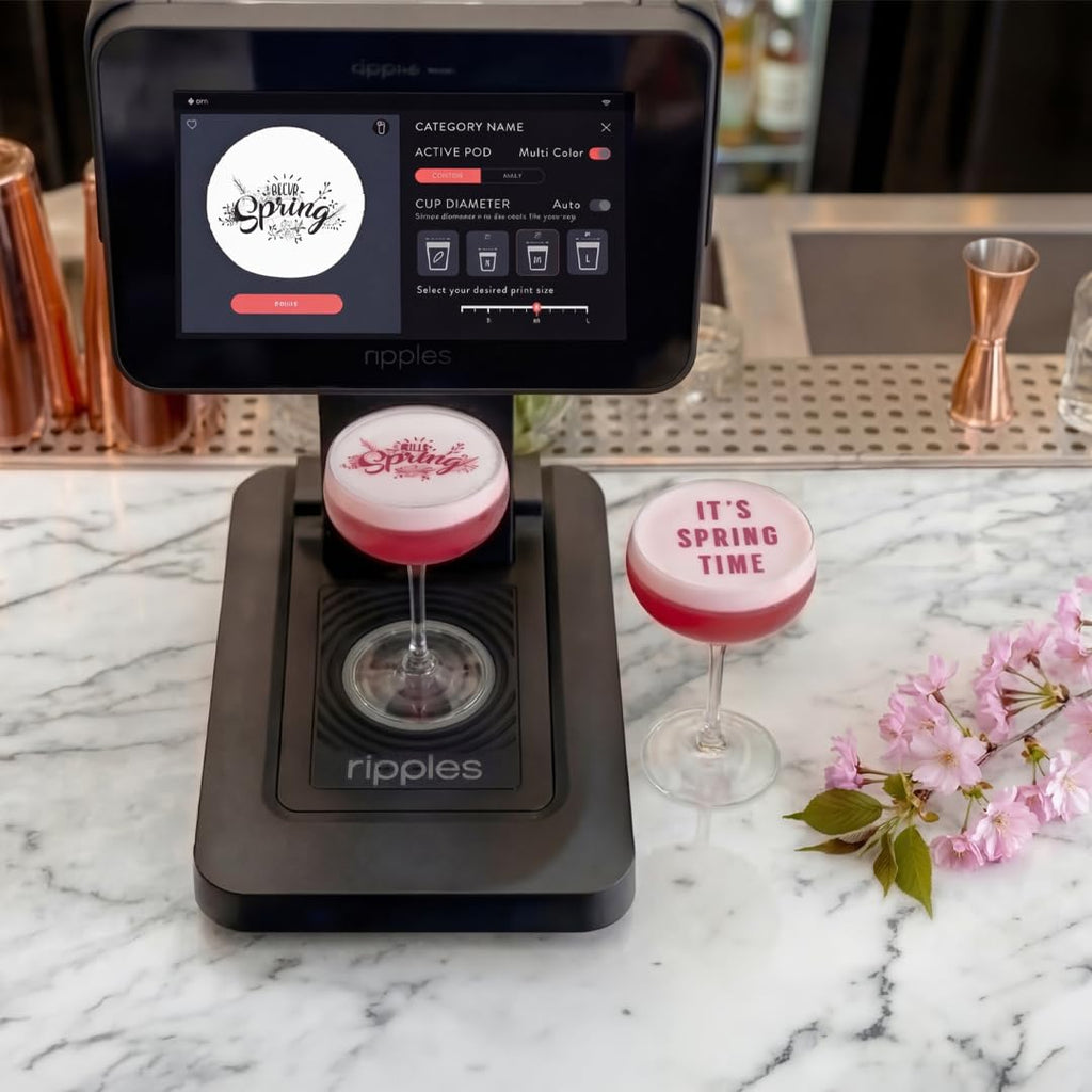 Ripples The Original Maker II, Print on Beverage Foam and Desserts, Plant-Based Ingredients Only, Selfie and Personalized Designs (Machine + Chameleon Pod)