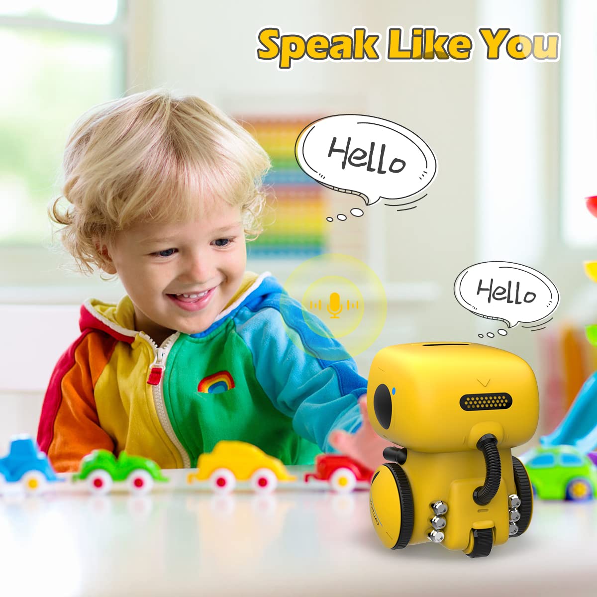 KaeKid Robots for Kids, Interactive Smart Robotic with Touch Sensor, Voice Control, Speech Recognition, Singing, Dancing, Repeating and Recording, Robot Toy for 3 4 5 6 7 8 Year Old Boys Girls