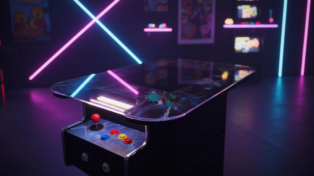 Doc and Pies Arcade Factory Full Size Professional Cocktail Arcade Machine | 60 Classic Games | Original, Classic Design | 2-Player | Full Size LCD Screen, Buttons and Joystick (60 Games)