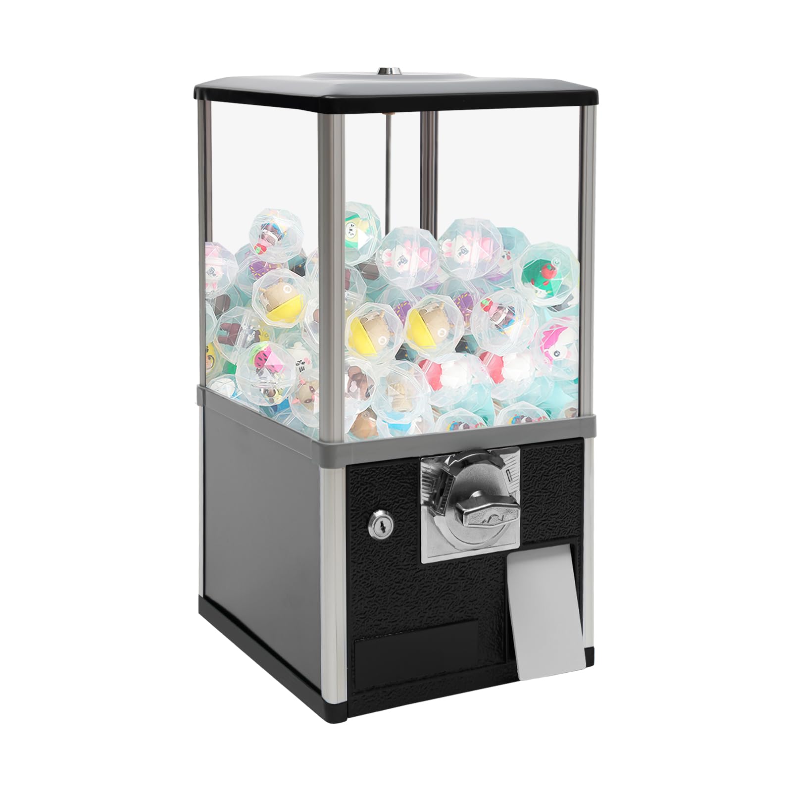 PERFERATE 25 Cents Coin Operated Vending Machine Commercial Gumball Machine for 1.8"-2" Balls Toy Capsule Vending Machines Gashapon Machines for Retail Stores Shopping Mall, 20" H (Green)