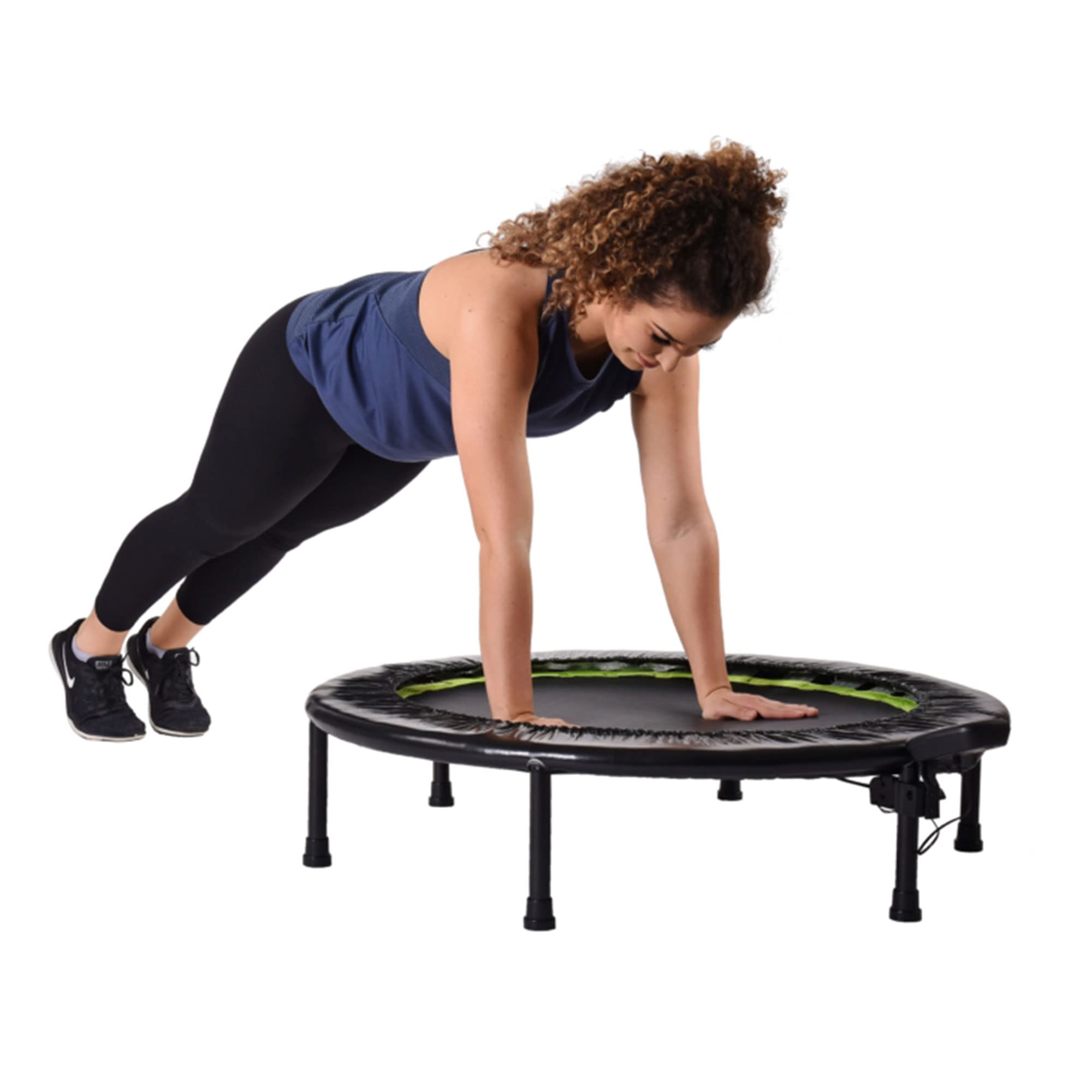 Stamina Folding Trampoline with Smart Workout App, Black - Portable Fitness Rebounder for Home Gym, Cardio & Strength Training, Jumping Exercise Equipment