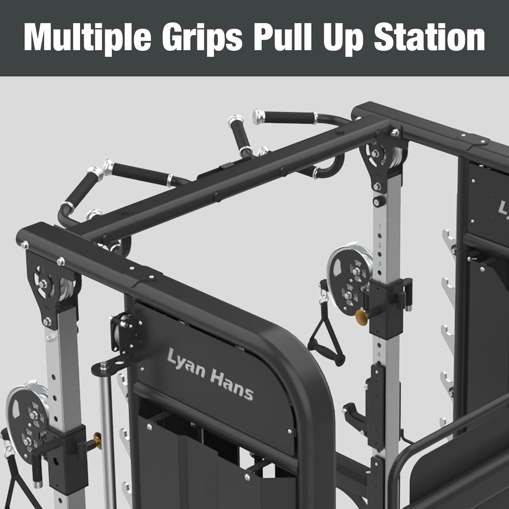 Functional Trainer Smith Machine for Commercial, Multifunctional Cable Crossover Exercise Machine, All in One Home Gym System, Compact Fitness Equipment, Workout Weight Machine for Strength Training