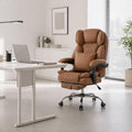 Ergonix Massage Office Chair with 2-Point Kneading & Heat | Reclining Ergonomic Executive Desk Chair | Adjustable Height Footrest Lumbar Support | 500 lbs Capacity | Dark Brown Leather