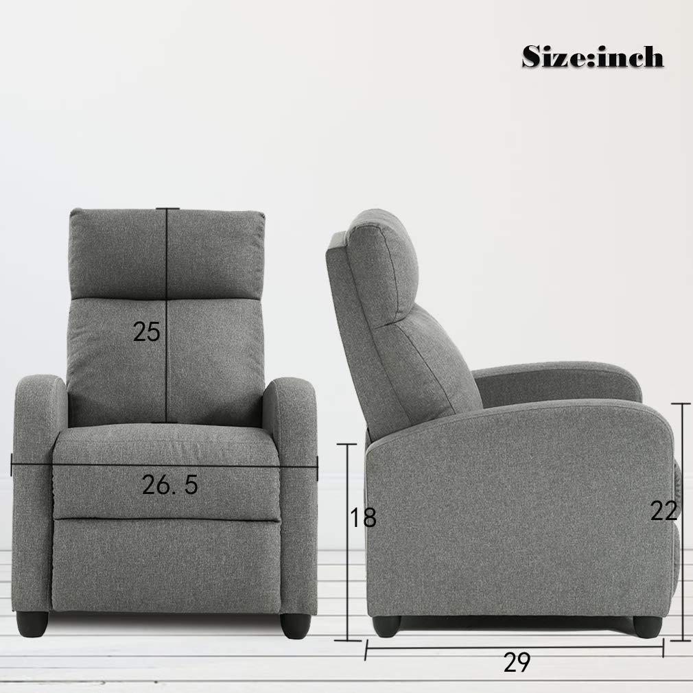 FDW Recliner Sofa Massage Chair Home Theater Seating with Lumbar Support and Padded Backrest for Living Room and Bedroom (Leather, Black)
