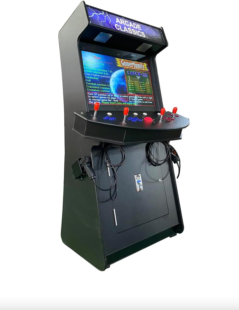 Top Us Video Arcades 4 Player Games 4600 Games 32 inch Screen Black Full Size Commercial Grade Upright Standup Arcade Machine with 2 Game Guns Included