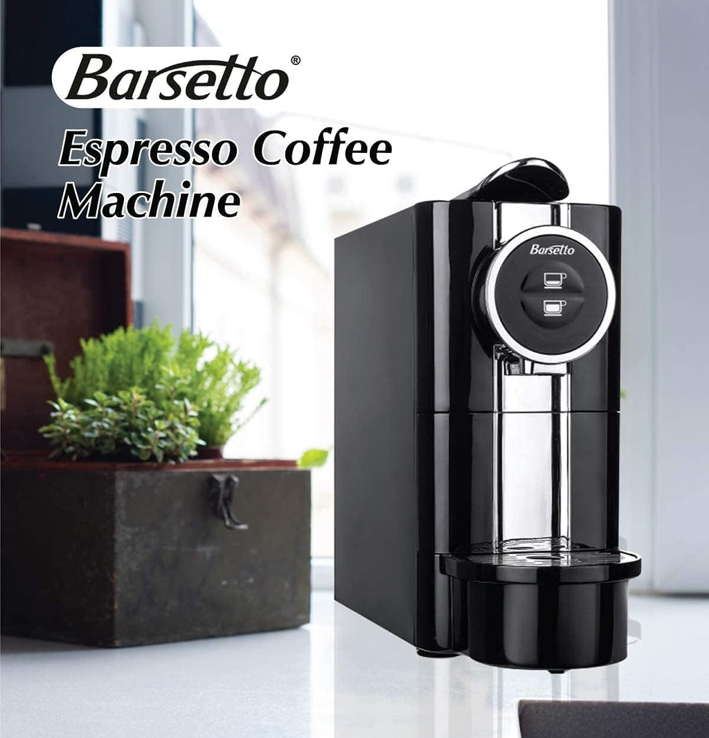 Koolatron Barsetto One-Touch Automatic Espresso Coffee Machine, Black and Stainless Steel with Removeable Drip Tray and Used Pod Storage Compartment are Dishwasher Safe for Effortless Cleanup