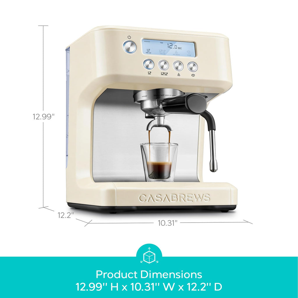 CASABREWS Ultra Espresso Machine with LCD Display, 20 Bar Espresso Maker with Powerful Milk Frother, Customizable Brewing Temperature, Barista-Level Latte and Cappuccino Machine for Home, Silver