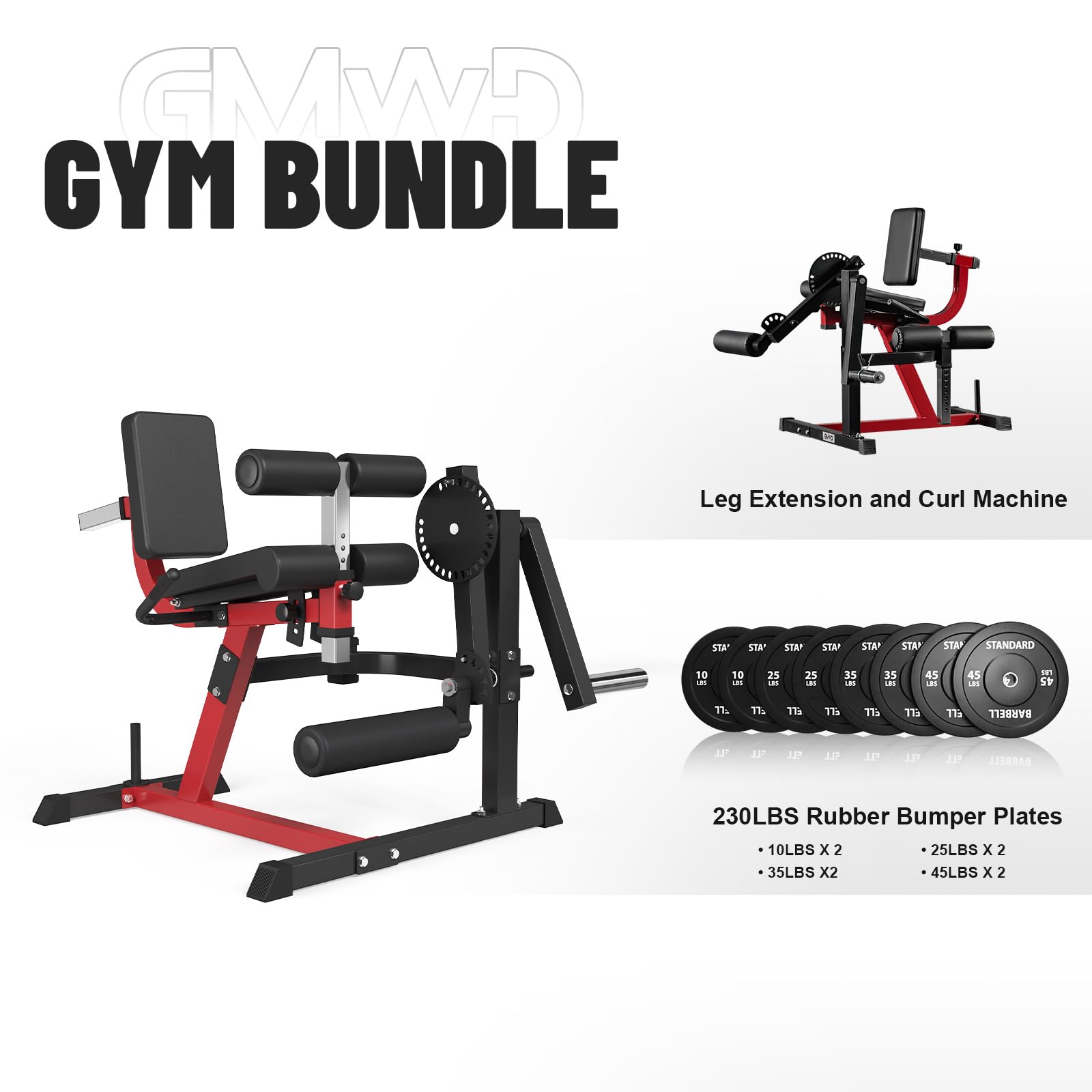 GMWD Leg Extension and Curl Machine, Lower Body Special Leg Machine, Adjustable Leg Exercise Bench with Plate Loaded, Leg Rotary Extension for Thigh, Home Gym Weight Machine