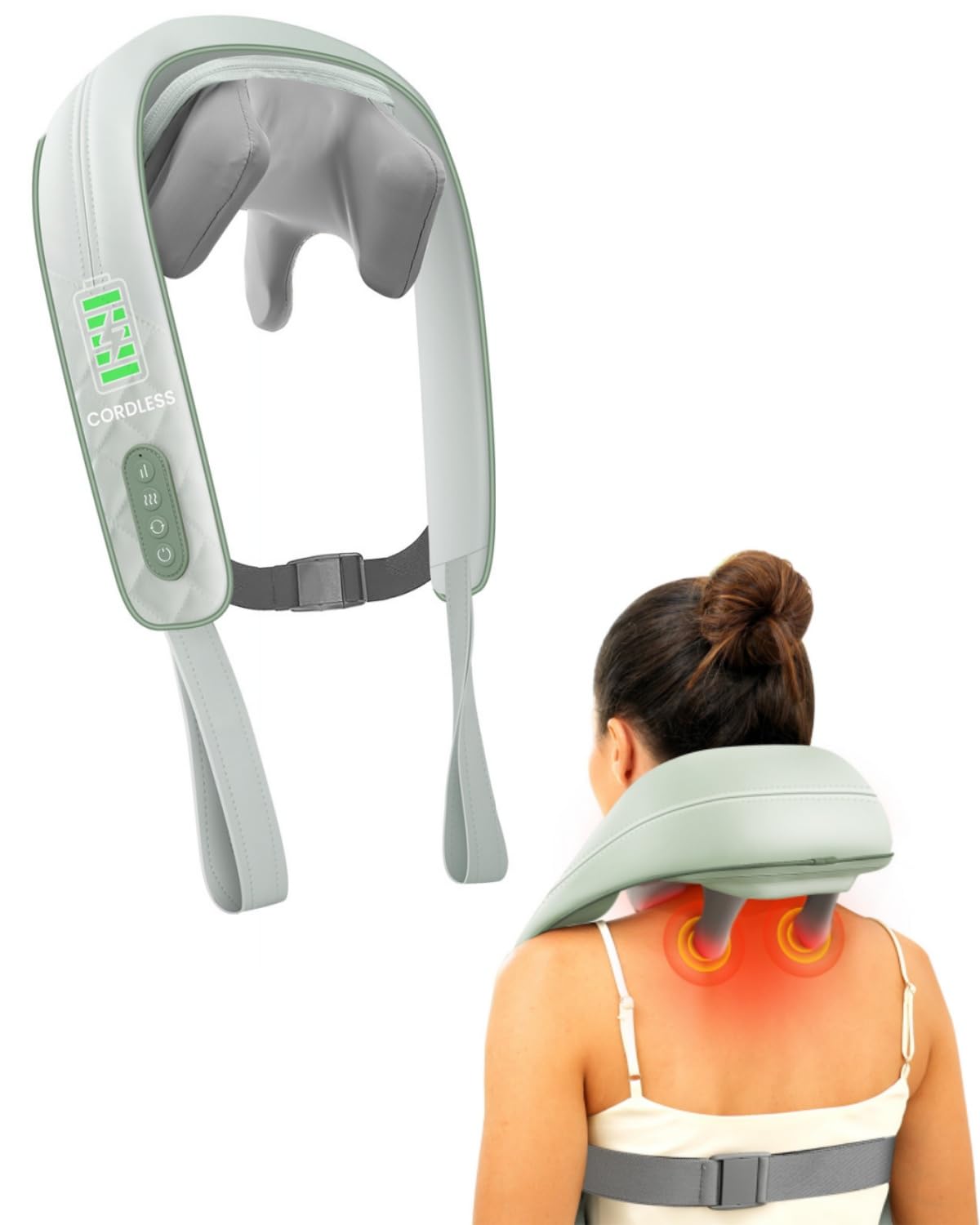 Snailax Cordless Neck Massager with Heat for Pain Relief Deep Tissue, 4D Kneading,Rechargeable Shiatsu Back Neck Massager for Neck, Shoulders Back，Gift for Father