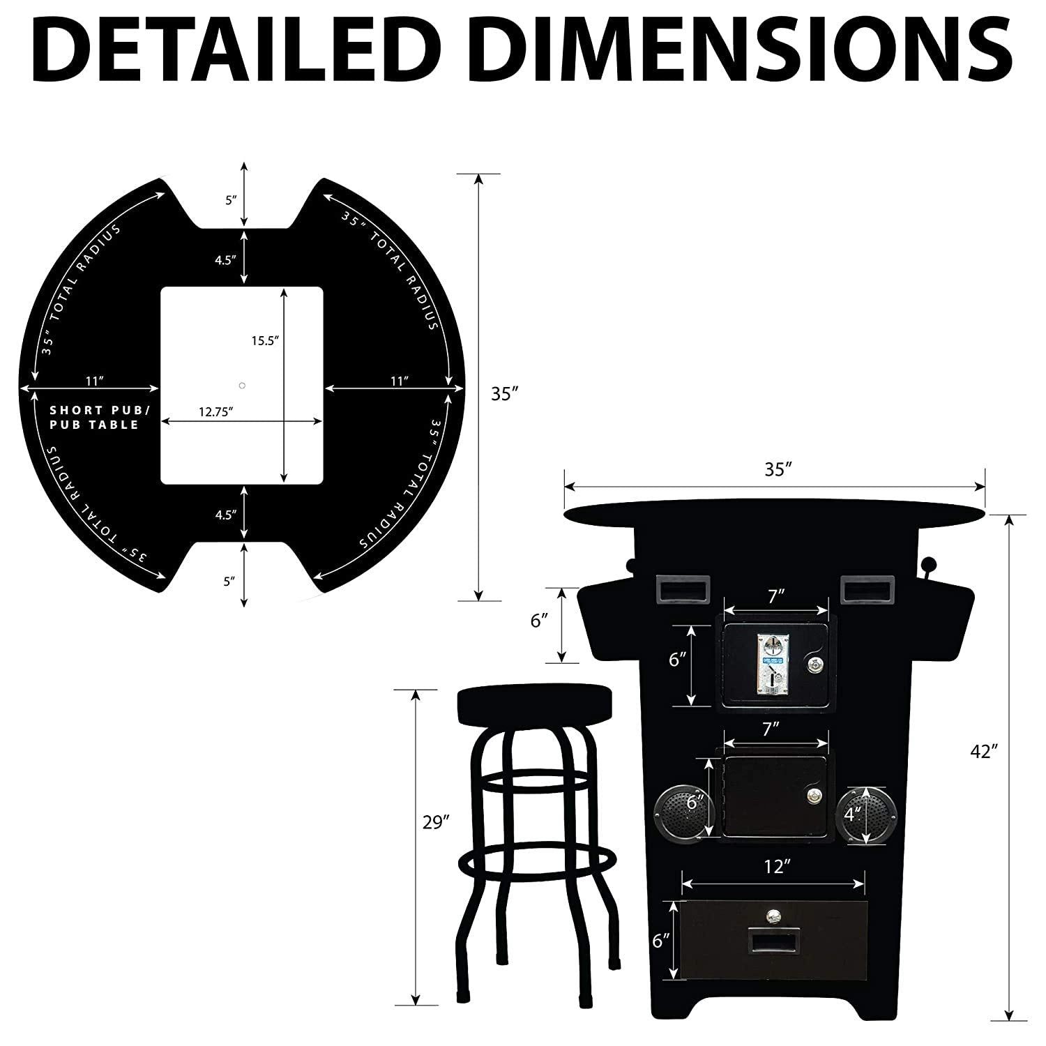 Creative Arcades Full-Size Commercial Grade Machine -Pub Style Arcade Table for 2 Player Cabinet for Home, 412 Games, Multiplayer Control Panel and Screen Size 22 inch.