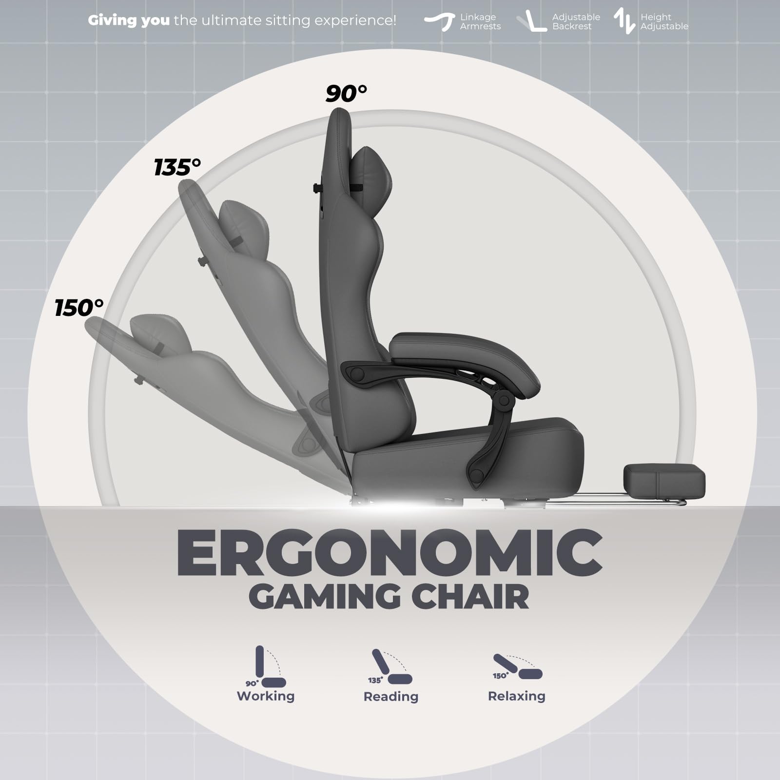 GTPLAYER Gaming Chair with Pocket Spring Cushion, Big and Tall Gamings Chairs 350LBS High Back Computer Chair with Footrest for Adults Lumbar Support Swivel Game Chair for Office,Leather Black-Massage