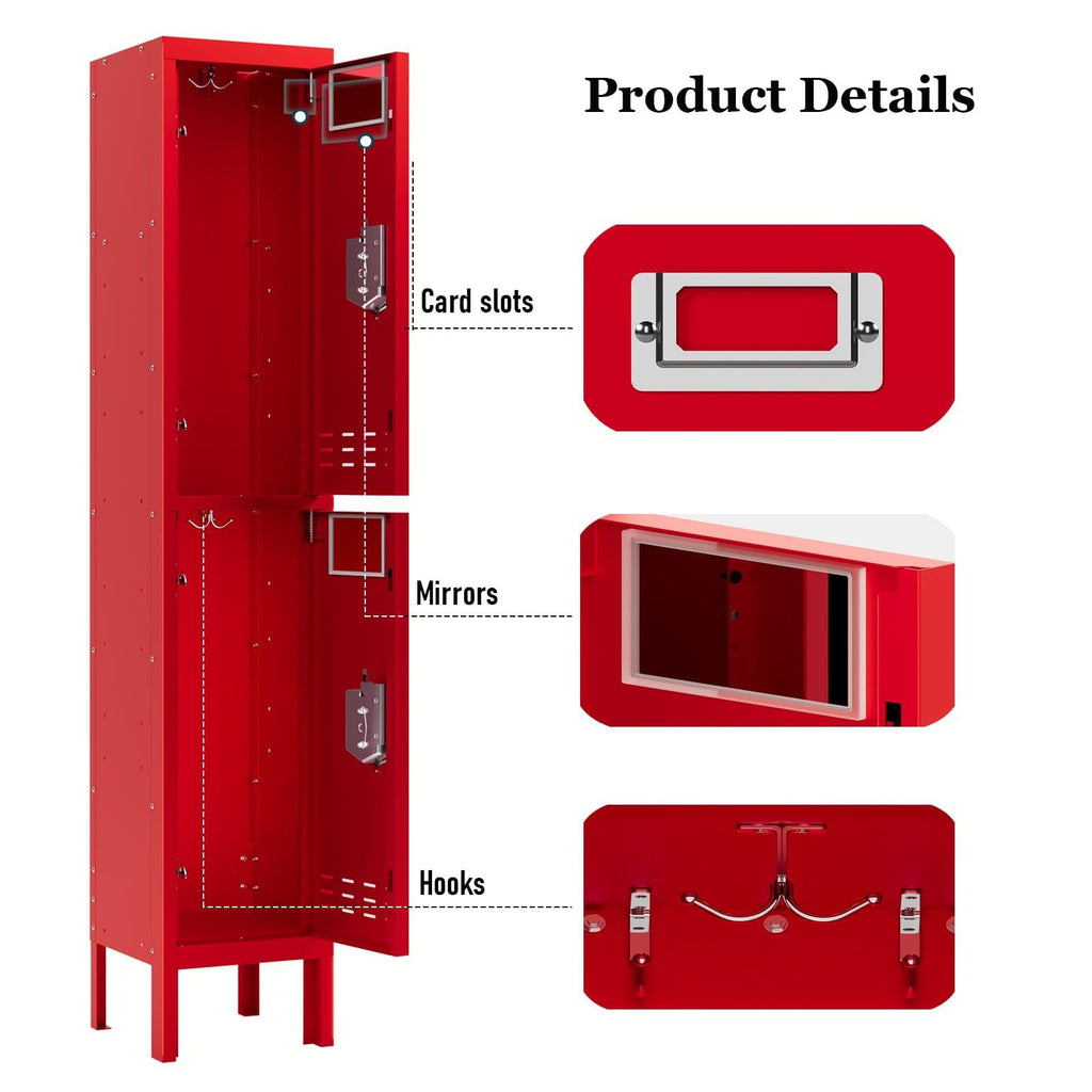 BUTISOW Metal Lockers - 66" Height Steel Lockers for Employees with 5 Door Storage Locker with Card Slot for Employees Gym School Home Office Garage - Assembly Required