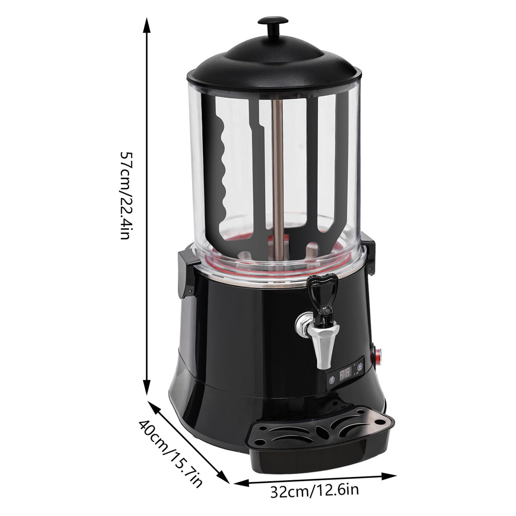 Commercial Hot Chocolate Machine, 110V 10L Hot Beverage Warmer, Electric Chocolates Melting Machine and Dispenser, Chocolate Warmer Maker for Home, Restaurant, Coffee (Black)