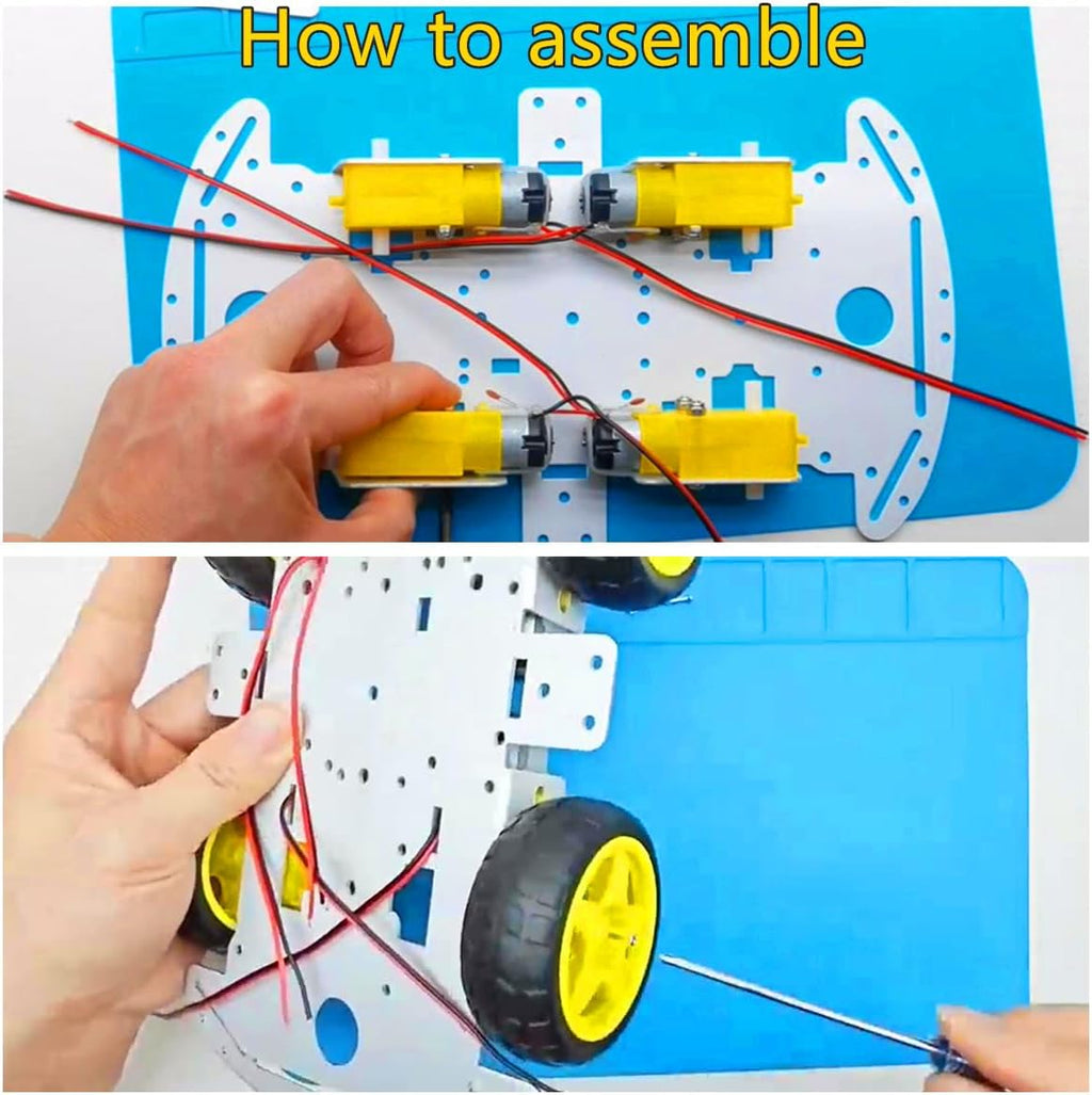 DIY Robot Smart Car Metal Chassis Kit 4WD Car Arduino Programming Kit with TT Motor Speed Encoder Learn Arduino/Microbit/Raspberry Pi for Adult Age 15+ (Unassembled)