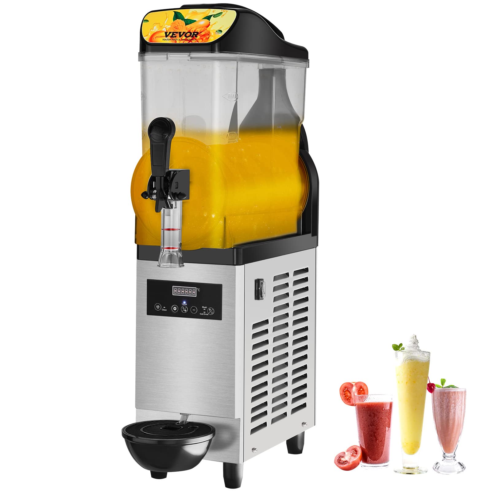 VEVOR Slushie Machine, 6L/1.6Gal Commercial Slushy Maker, Frozen Drink Maker with Self-Cleaning, Margarita Machine for Restaurants Bars Party for Slushie, Margaritas, Milkshake & More