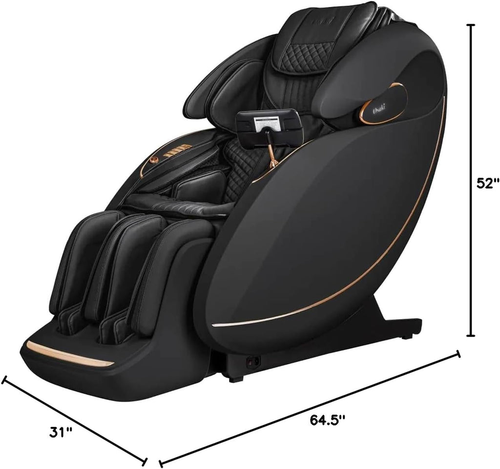 Osaki Platinum Solis 4D+ Flex Track Massage Chair with 190° Stretch Flexibility, Spinning Calf Rollers, Intelligent Voice Recognition, Black