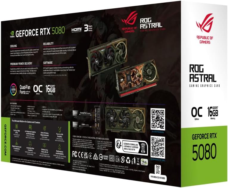 ASUS GeForce RTX™ 5080 16GB GDDR7 OC - Doom Limited Edition