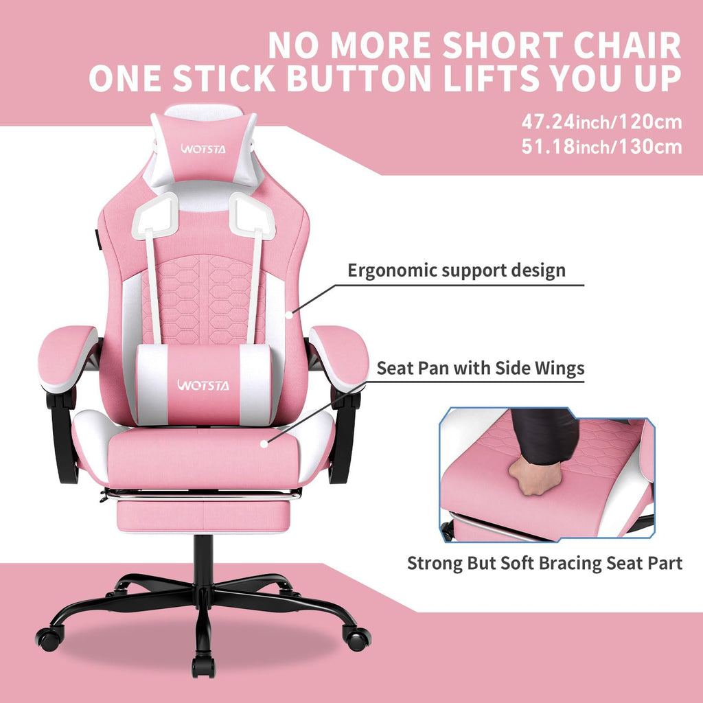 Gaming Chair with Massage,Ergonomic PC Gaming Chair with Footrest Comfortable Headrest and Lumbar Support, High Back, 300LBS (Grey)