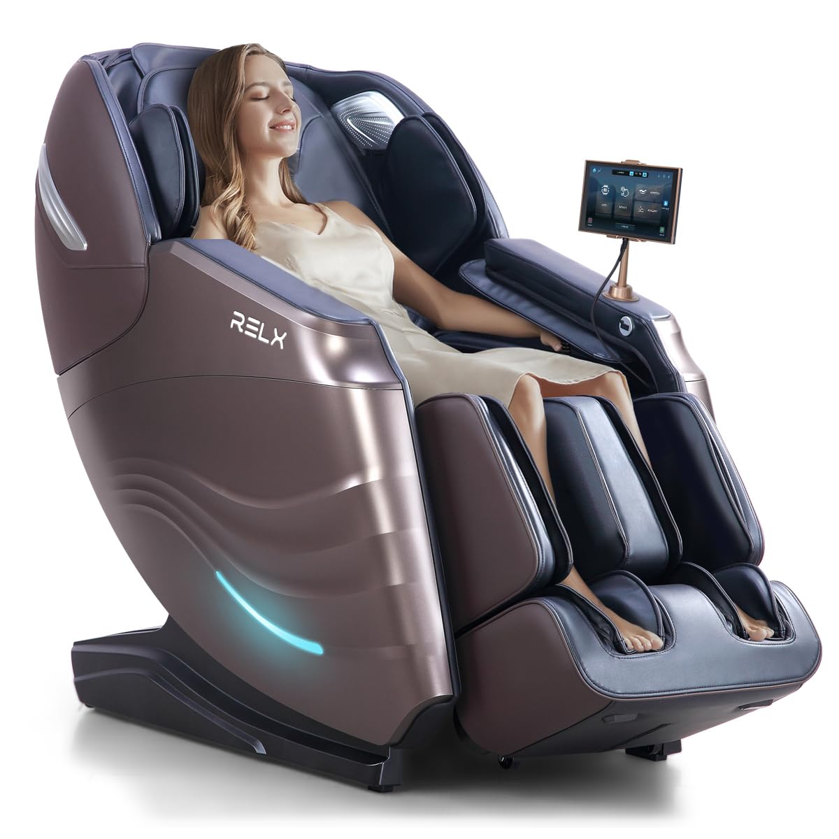 RELX Massage Chair Full Body, 20 Modes Zero Gravity SL-Track Shiatsu Massage Chair Built-in Heat System, Airbag Massage with Body Scan, Deep Yoga Stretch, Calfrest Extension and AI Control(Cream)
