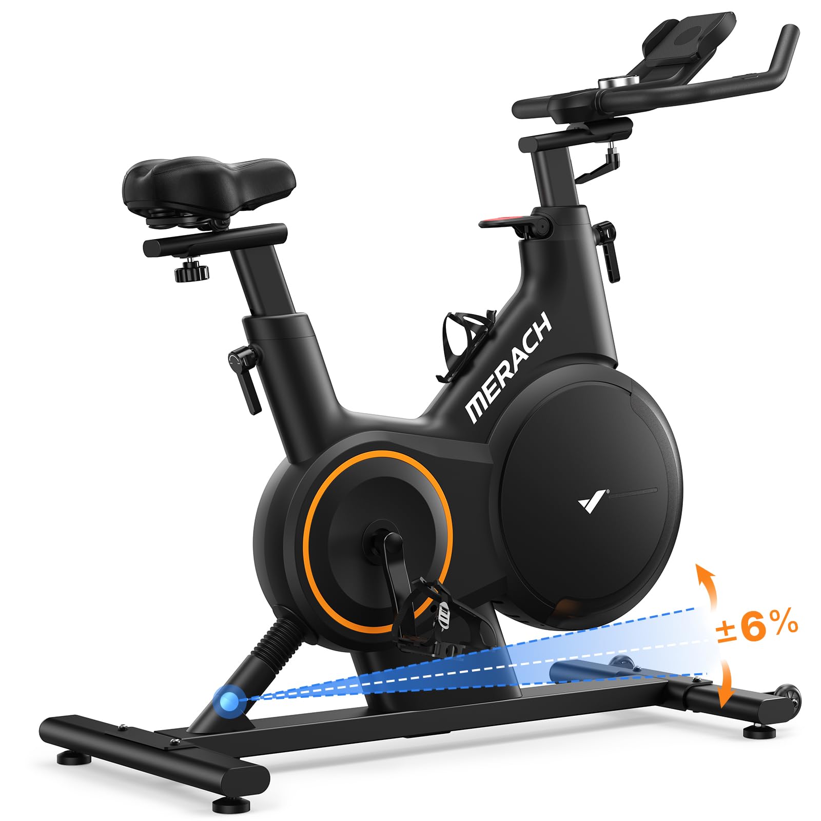 Merach Magnetic Exercise Bike, Heavy Duty Stationary Bike with Automated Resistance, 300 350 Lbs Weight Capacity, Low Noise Indoor Workout Bike for Home Gym with Self-Developed App