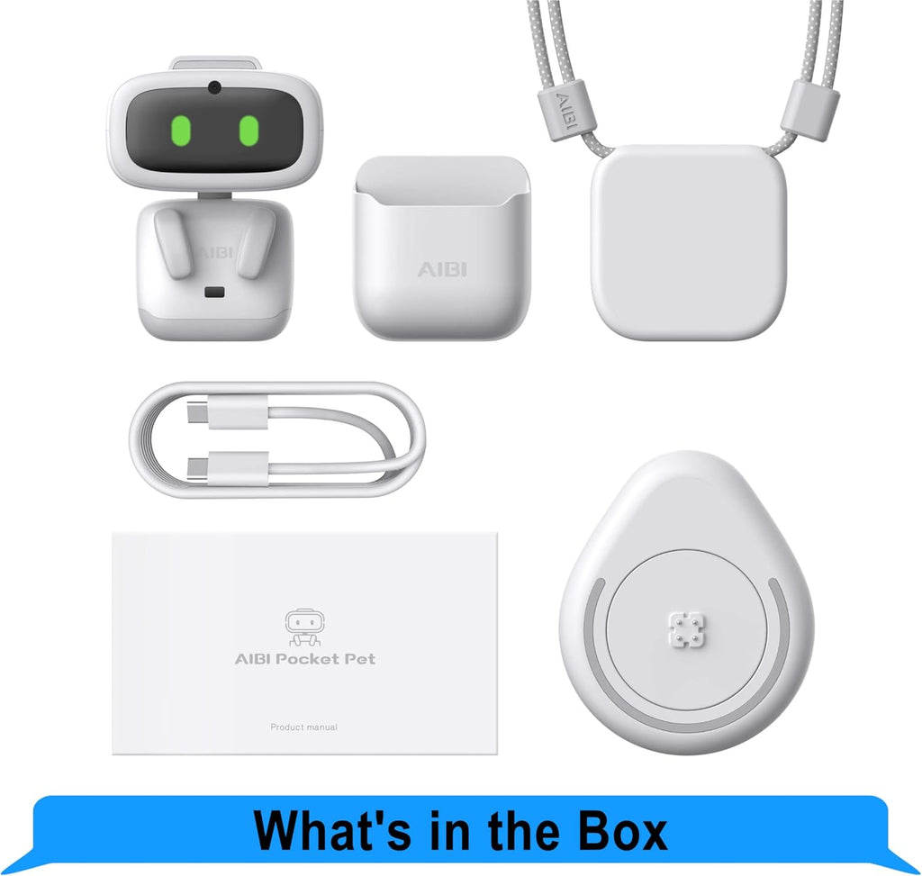 Aibi Pocket Pet - Wearable Robot | ChatGPT Powered AI Companion with Voice Commands, Emotional Interaction, Singing & Dancing | Magnetically Attaches to Anywhere | Ultra Portable